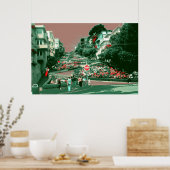 San Francisco Lombard Street - Pop Art Print ポスター (キッチン)