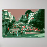 San Francisco Lombard Street - Pop Art Print ポスター<br><div class="desc">SAN FRANCISCO LOMBARD STREET – a green colored digital painting of San Francisco´s Lombard Street,  the crookedest street in the world,  created in a Pop Art style of the 1960ies – American Fine Art Poster Prints are a unique gift idea for friends and family,  or treat yourself !</div>