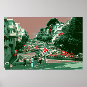 San Francisco Lombard Street - Pop Art Print ポスター