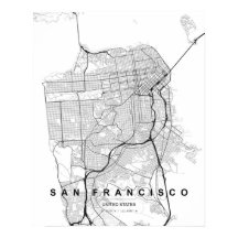San Francisco Minimalist Map (Black & White)