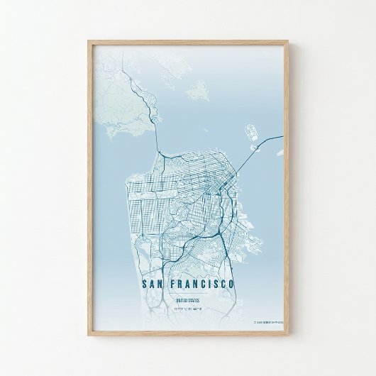 San Francisco Ocean Print Map Wallart Poster Gift  ポスター