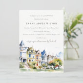 San Francisco Painted Ladies Landscape Birthday 招待状 (スタンド正面)