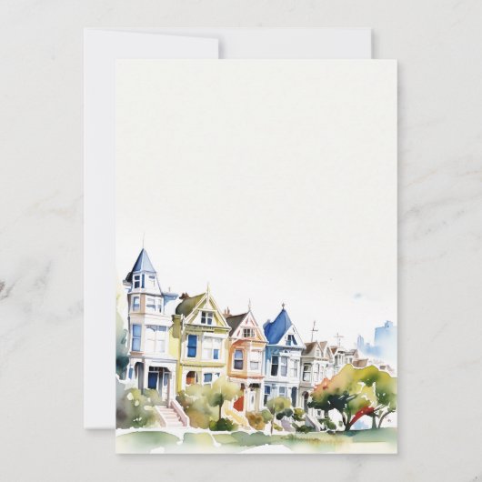 San Francisco Painted Ladies Landscape Engagement 招待状 (裏面)