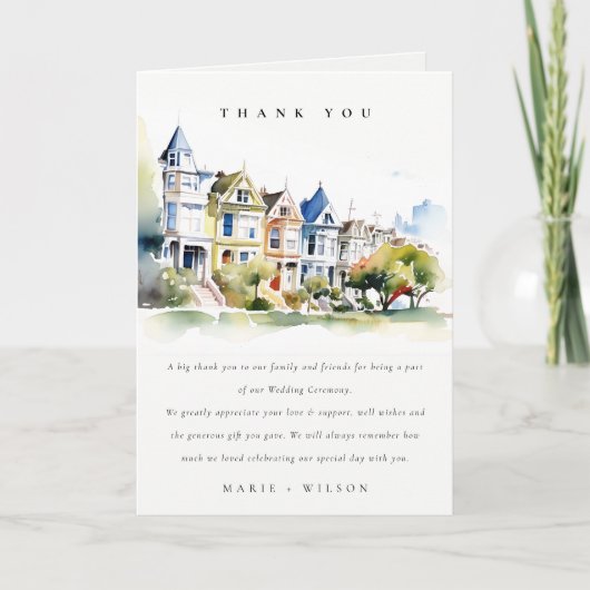 San Francisco Painted Ladies Landscape Wedding サンキューカード (正面)