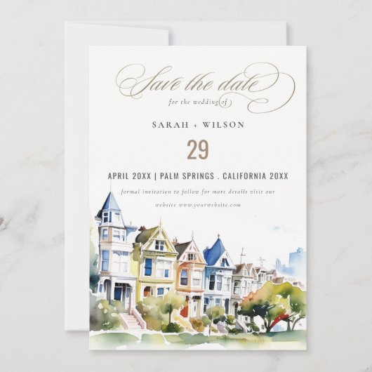San Francisco Painted Ladies Landscape Wedding セーブザデート (正面)