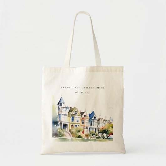 San Francisco Painted Ladies Landscape Wedding トートバッグ (正面)