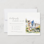 San Francisco Painted Ladies Landscape Wedding 出欠カード (正面)