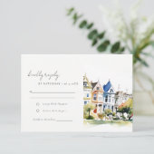 San Francisco Painted Ladies Landscape Wedding 出欠カード (スタンド正面)