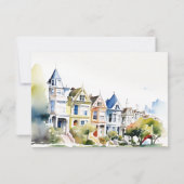 San Francisco Painted Ladies Landscape Wedding 出欠カード (裏面)