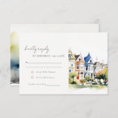 San Francisco Painted Ladies Landscape Wedding 出欠カード (正面/裏面)