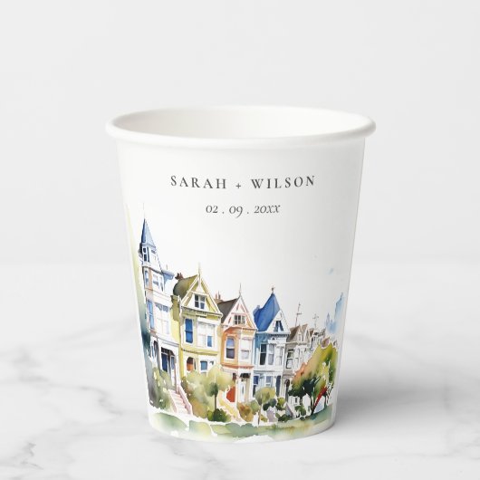San Francisco Painted Ladies Landscape Wedding 紙コップ (裏面)