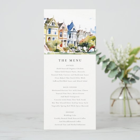 San Francisco Painted Ladies Wedding Menu Card 招待状 (スタンド正面)
