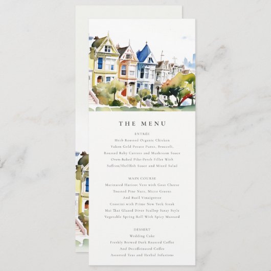 San Francisco Painted Ladies Wedding Menu Card 招待状 (正面/裏面)