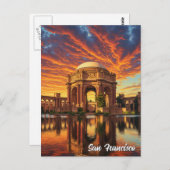 San Francisco Palace of Fine Arts Sunset ポストカード (正面/裏面)