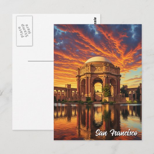 San Francisco Palace of Fine Arts Sunset ポストカード (正面/裏面)