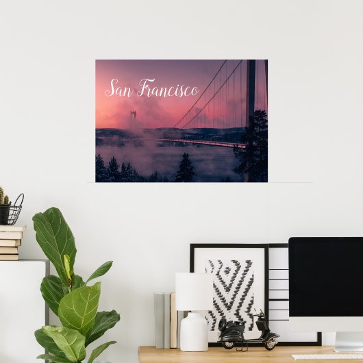 San Francisco Poster with Golden Gate Bridge ポスター (ホームオフィス)