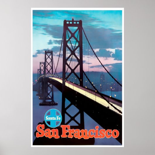 San Francisco Print Golden Gate Bridge Art Santa ポスター (正面)