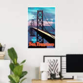 San Francisco Print Golden Gate Bridge Art Santa ポスター (ホームオフィス)