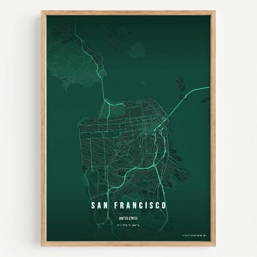 San Francisco Print Map Wallart Poster Gift ポスター