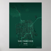 San Francisco Print Map Wallart Poster Gift ポスター (正面)