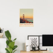 San Francisco Retro Golden Gate Bridge ポスター (ホームオフィス)