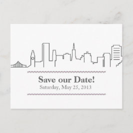 San Francisco Save the Date City Skyline 案内ポストカード