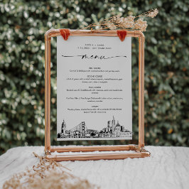 San Francisco Skyline結婚のディナーメニューカード5x7
