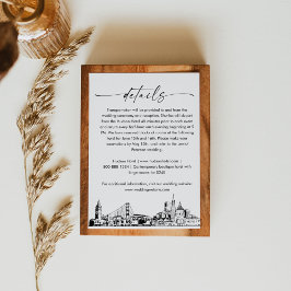 San Francisco Skyline結婚の詳細カード, 3.5x5 エンクロージャーカード