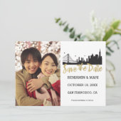 San Francisco Skyline金ゴールドスクリプト日付の保存 セーブザデート (スタンド正面)