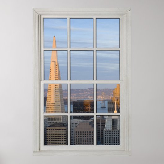 San Francisco Skyline フェイク - Fake White Window ポスター (正面)