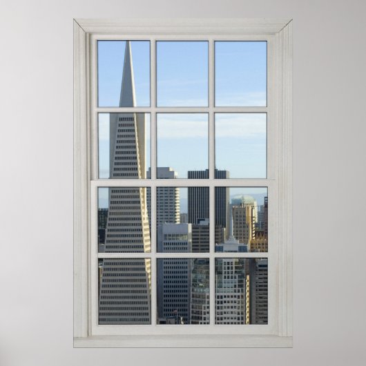 San Francisco Skyline フェイク - Fake White Window ポスター (正面)