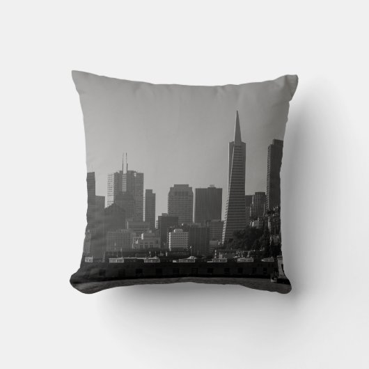 San Francisco Skyline Monochrome - Cityscape写真 クッション (正面)