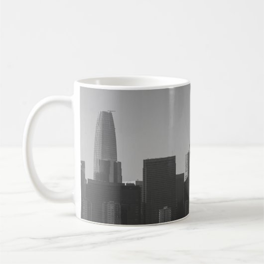 San Francisco Skyline Monochrome - Cityscape写真 コーヒーマグカップ (左)