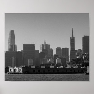 San Francisco Skyline Monochrome - Cityscape写真 ポスター