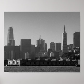 San Francisco Skyline Monochrome - Cityscape写真 ポスター
