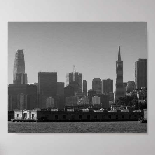 San Francisco Skyline Monochrome - Cityscape写真 ポスター (正面)