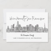 San Francisco Skyline Sketch Drawing Moving 案内状 (正面)