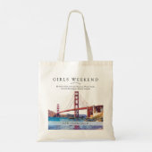 San Francisco Skyline Watercolor Girls Weekend トートバッグ (裏面)
