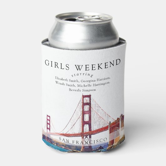San Francisco Skyline Watercolor Girls Weekend 缶クーラー (缶正面)