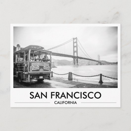 San Francisco Trolley at Golden Gate Bridge ポストカード (正面)