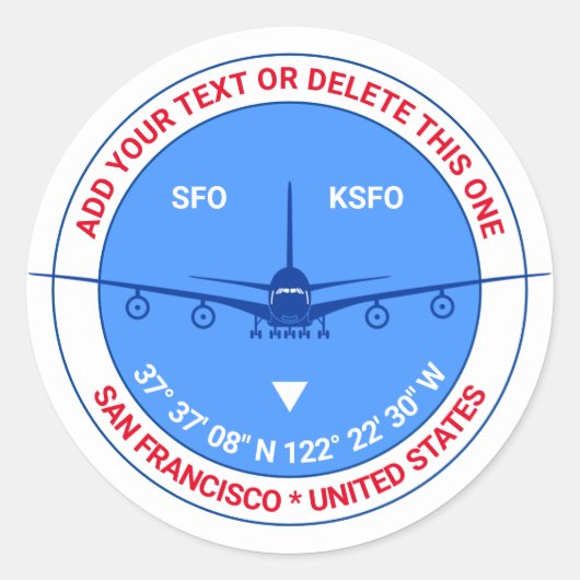 San Francisco, USA，カスタマイズ可能なトラベルクールス ラウンドシール (正面)