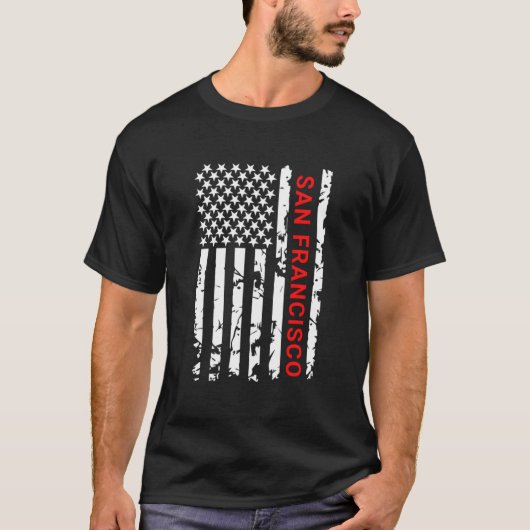 San Francisco Usa Black White Flag Tシャツ (正面)
