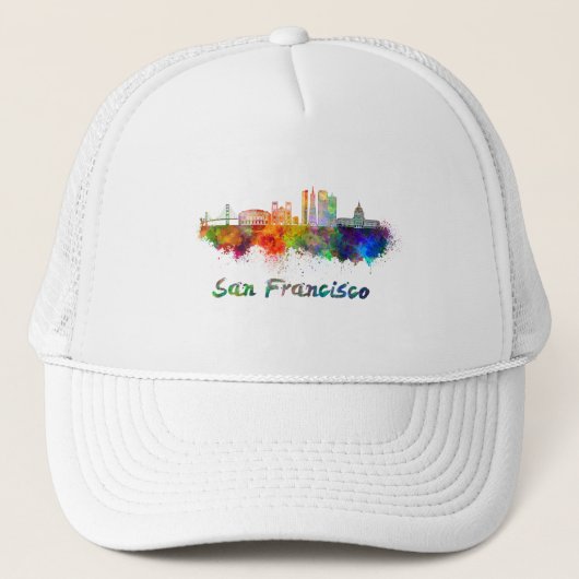 San Francisco V2スカイライン水彩画 キャップ (正面)