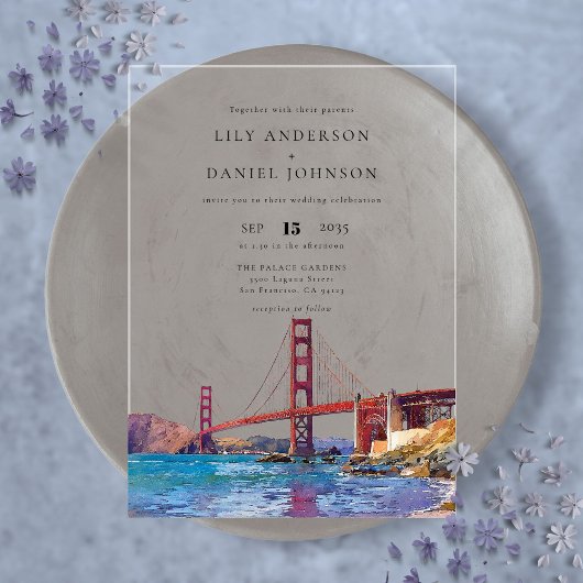 San Francisco Watercolor Destination Wedding アクリル招待状