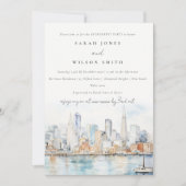 San Francisco Watercolor Landscape Engagement 招待状 (正面)