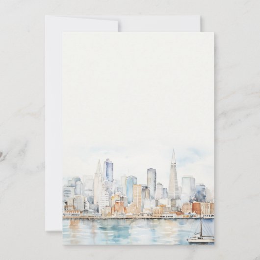 San Francisco Watercolor Landscape Engagement 招待状 (裏面)