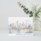 San Francisco Watercolor Landscape Travel シーズンポストカード (スタンド正面)