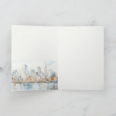 San Francisco Watercolor Landscape Wedding サンキューカード (内部)