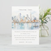San Francisco Watercolor Landscape Wedding サンキューカード (スタンド正面)