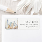 San Francisco Watercolor Landscape Wedding ラベル (インサイチュ)